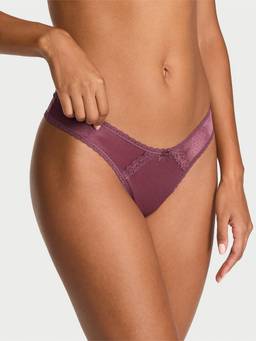 Victoria's Secret - Women Mauve Self Design Sheer Shimmer Brazilian Thong
