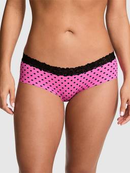 Victoria's Secret - Women Pink Polka Dot Printed Hiphugger Hipster Panty