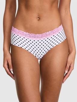Victoria's Secret - Women White Polka Dot Printed No-Show Hipster Panty