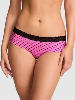 Victoria's Secret - Women Pink Polka Dot Printed No-Show Hipster Panty
