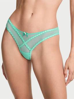 Victoria's Secret - Women Green Dream Angels Ribbon Slot Mesh Brazilian Thong