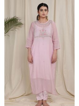 Tatwa Designs - Pink Yoke Bouquet Kurta (Set of 3)