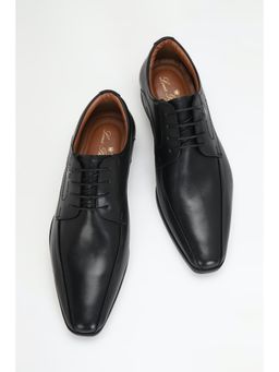 Louis Philippe - Black Solid Lace Up Shoes