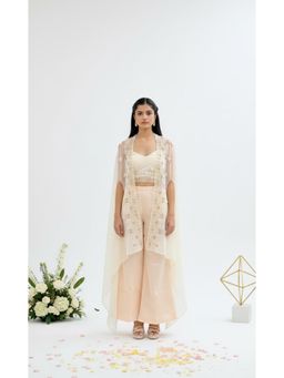 ORNAMAAS - Lotus Petal Embroidered Peach Cape Blouse