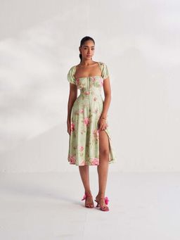 Roze - Green Jules Floral Print Dress