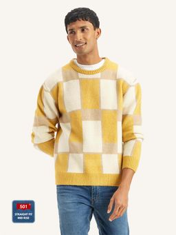 Levi's - Mens Geometric Yellow Round Neck Sweater