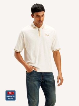 Levi's - Men Knitted Off-White Polo T-Shirt