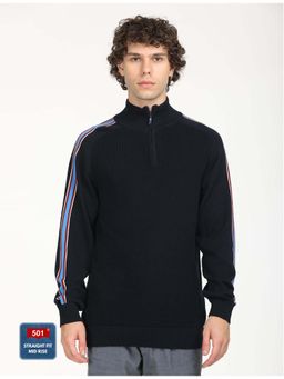 Levi's - Mens Side Striped Navy High Neck Sweater