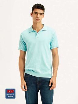 Levi's - Men Blue Solid Slim Fit Polo T-Shirt