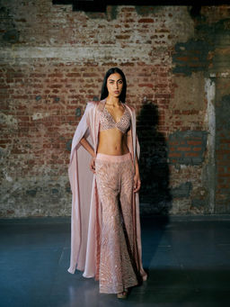 Asaga - Rose Gold Efilys Blouse with Pant and Cape (Set of 3)