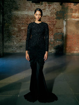 Asaga - Green Ennies Short Jacket with Lehenga (Set of 2)