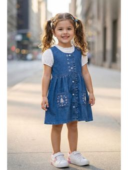 Lagorii - Girls Blue Denim Dress withTop
