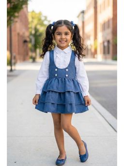 Lagorii - Girls Blue Denim Dress with Shirt