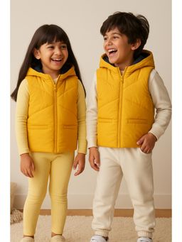 Tales & Stories - Unisex Yellow Polyester Puffer Jacket