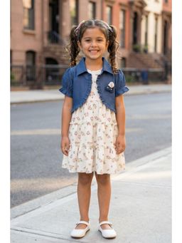 Lagorii - Girls Pink Cotton Dress with Shrug