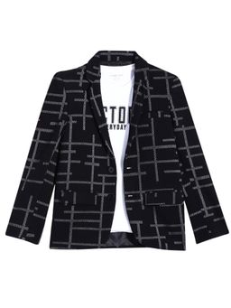 CHARCHIT - Boys Black Cotton Blend Blazer with T-shirt