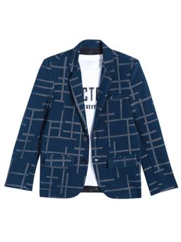 CHARCHIT - Boys Navy Blue Cotton Blend Blazer with T-shirt