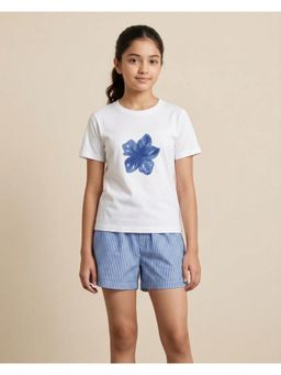 FUNKRAFTS - Girls Blue Cotton T-shirt with Shorts