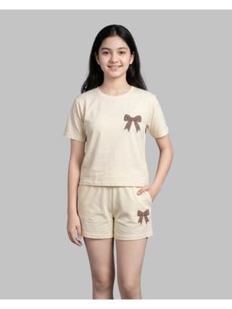 FUNKRAFTS - Girls Off White Knit Cotton T-shirt with Shorts