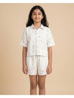 FUNKRAFTS - Girls Off White Textile Shirt with Shorts