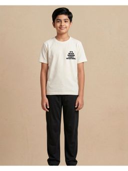 FUNKRAFTS - Boys Off White Cotton T-shirt with Pyjama