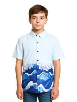 CAVIO - Boys Turquoise Cotton Blend Shirt