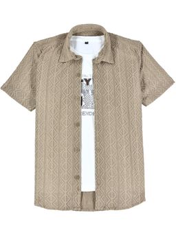 CHARCHIT - Boys Beige Cotton Shirt with T-shirt