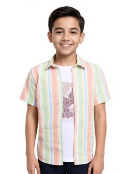 CAVIO - Boys Multi-Colour Cotton Shirt with T-shirt