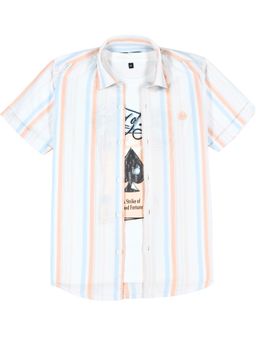 CAVIO - Boys White Cotton Shirt with T-shirt