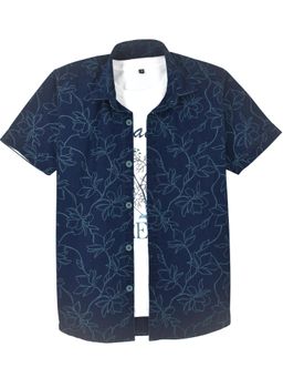 CAVIO - Boys Blue Cotton Shirt with T-shirt