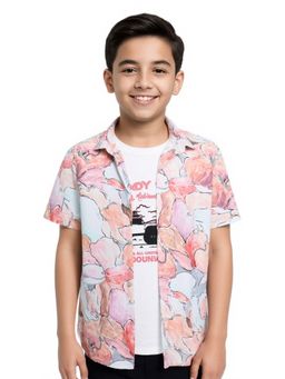 CAVIO - Boys Pink Cotton Shirt with T-shirt
