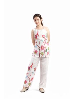 Titrit - Girls White Cotton Top with Pant