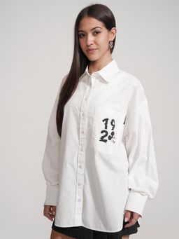 TOKYO TALKIES - Women White Mickey Mouse Printed Oversized Shirt
