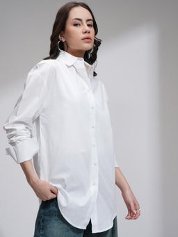 TOKYO TALKIES - Women White Poplin Full Sleeve Shirt