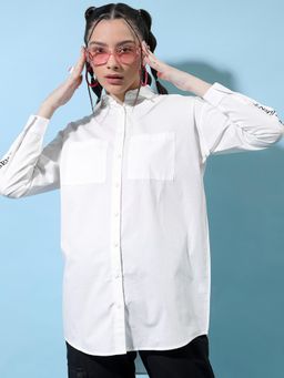 TOKYO TALKIES - Women Typography Printed Cotton Casual Shirt