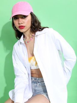 TOKYO TALKIES - Women White Spread Collar Cotton Casual Shirt