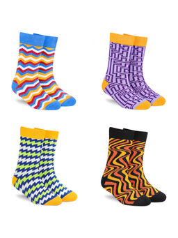 Dynamocks - Men & Women Crew Length Socks (Free Size) (Fits Shoe Size India/UK 7-12) (Pack of 4 Pairs)