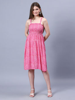 Aditi Wasan - Pink Leharia Print Viscose Dress