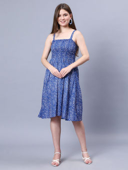 Aditi Wasan - Blue Leharia Print Viscose Dress