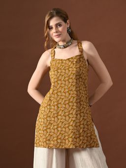 Laado - Women Brown Katha Backless Kurti