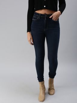 SHOWOFFFF - Women's Clean Look Navy Blue Slim Fit Denim Jeans