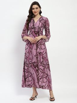 Madame - Mauve Butterfly Print Maxi Dress
