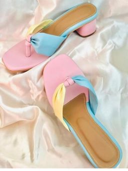 Shoetopia - Girls Blue and Pink Block Heels