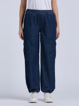 Pepe Jeans - Blue Mid Waist Cargo Pant