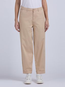 Pepe Jeans - Beige Mid Waist Carrot Fit Trouser