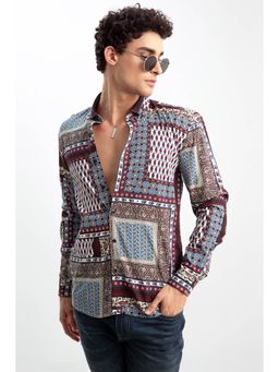 Snitch - Kalamkari Print Maroon Shirt for Men