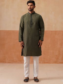 Jompers - Men Embroidered Grey Kurta with Pyjama and Nehru Jacket