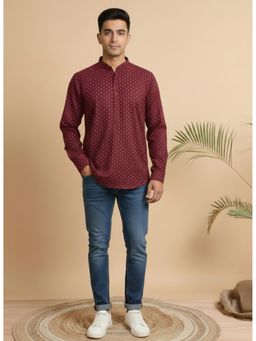 TATTVA - Polka Dots Printed Super Short Maroon Kurta