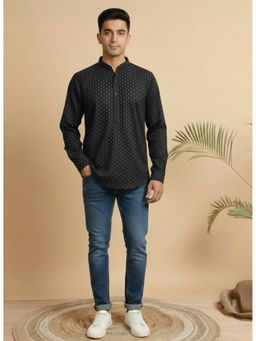 TATTVA - Polka Dots Printed Super Short Black Kurta
