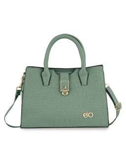 E2O - Croc Structured Green Satchel Handbag for Women
